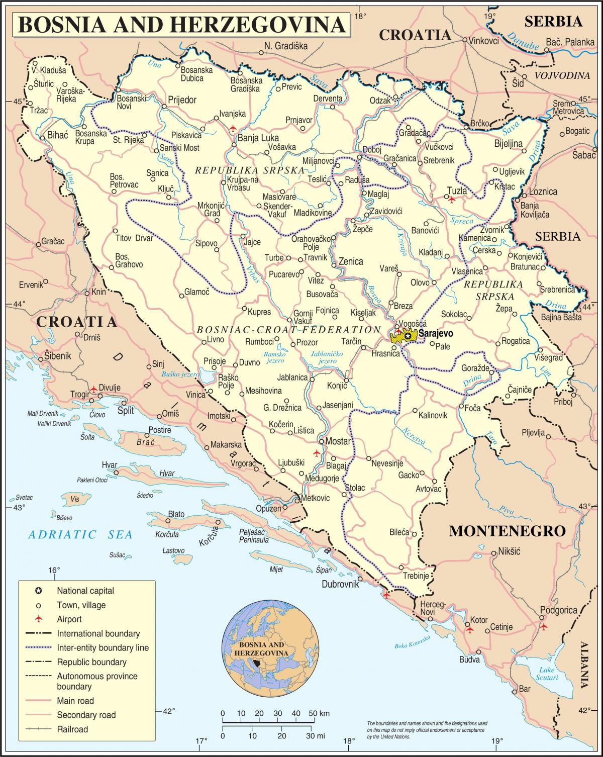 Kart Bosniya turist