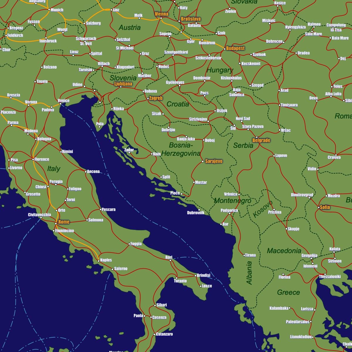 Bosniya dəmir yolu xəritəsi