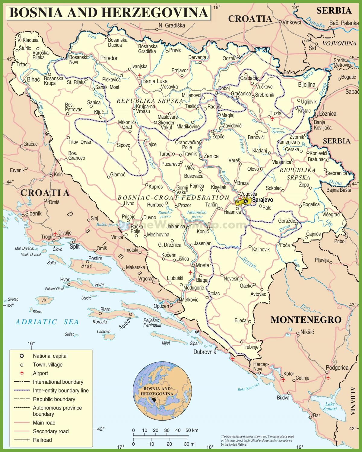 Kart Bosniya yollar